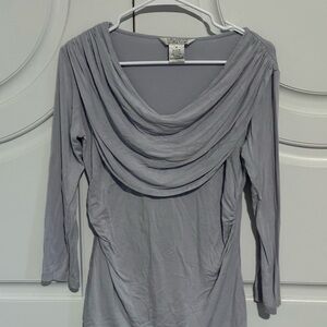 JohnPaulRichard Soft Gray Blue Cowl Neck Blouse